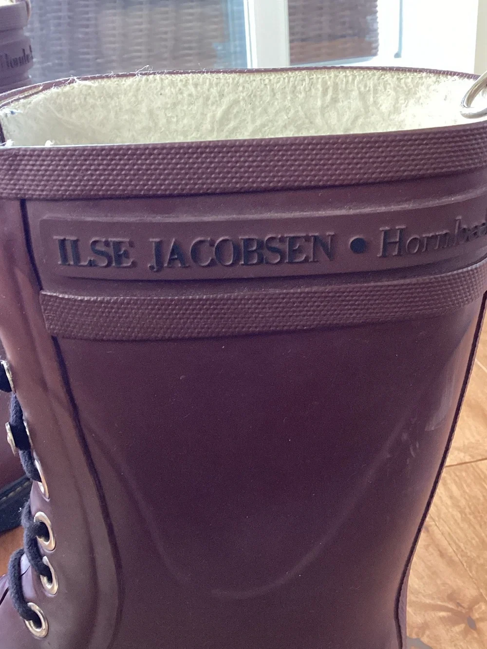 Ilse Jacobsen Lace-Up Rain Boot in Burgundy